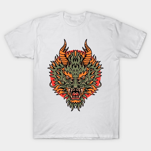 dragon face tattoo T-Shirt by donipacoceng